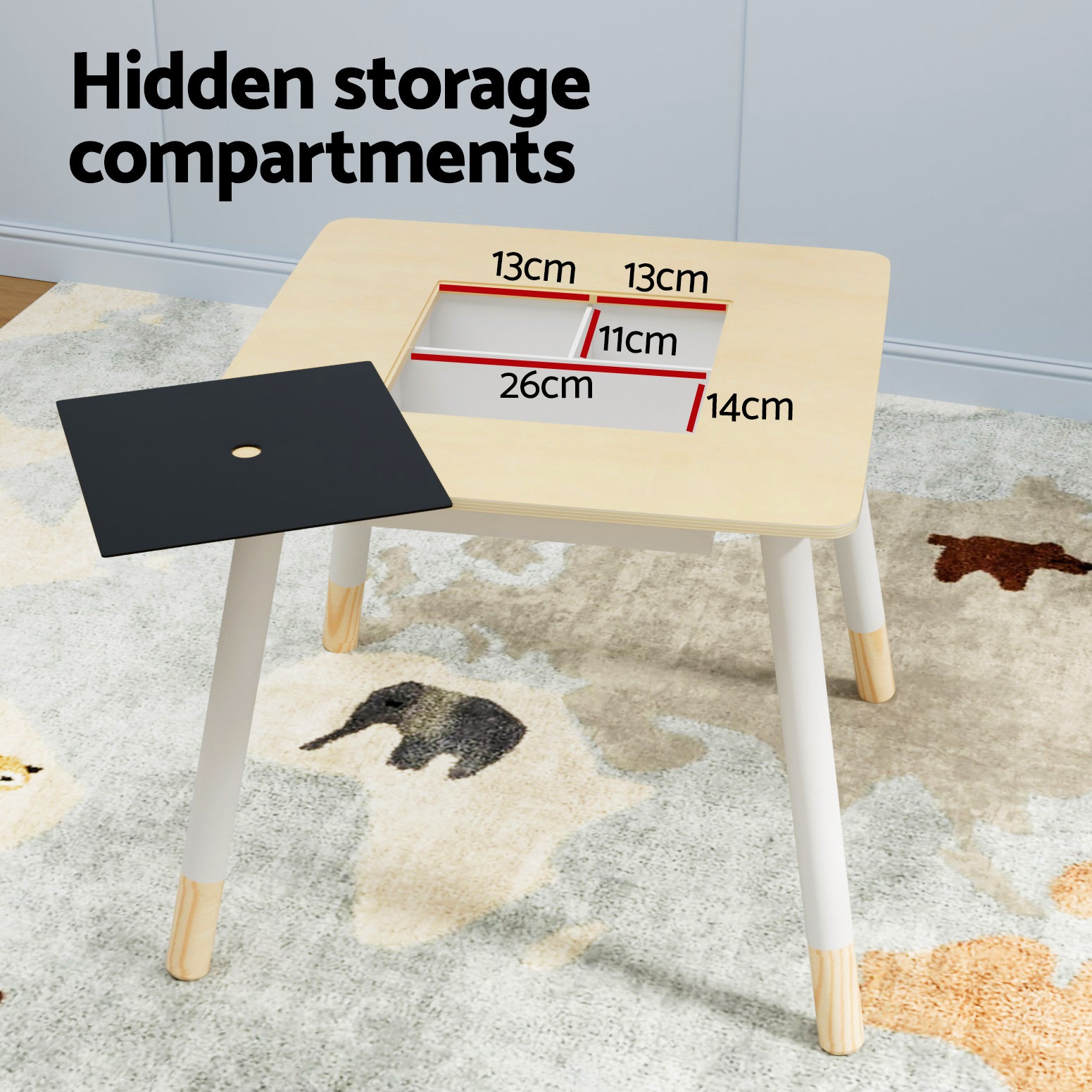 Modern Kids Activity Table Set - 3 Piece with Storage