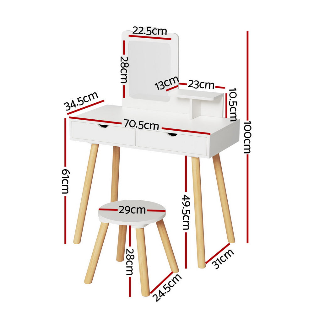 Kids Vanity Set - Dressing Table w/Mirror & Chair