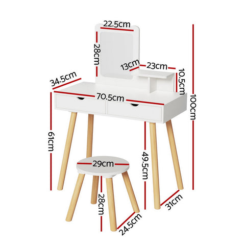 Kids Vanity Set - Dressing Table w/Mirror & Chair