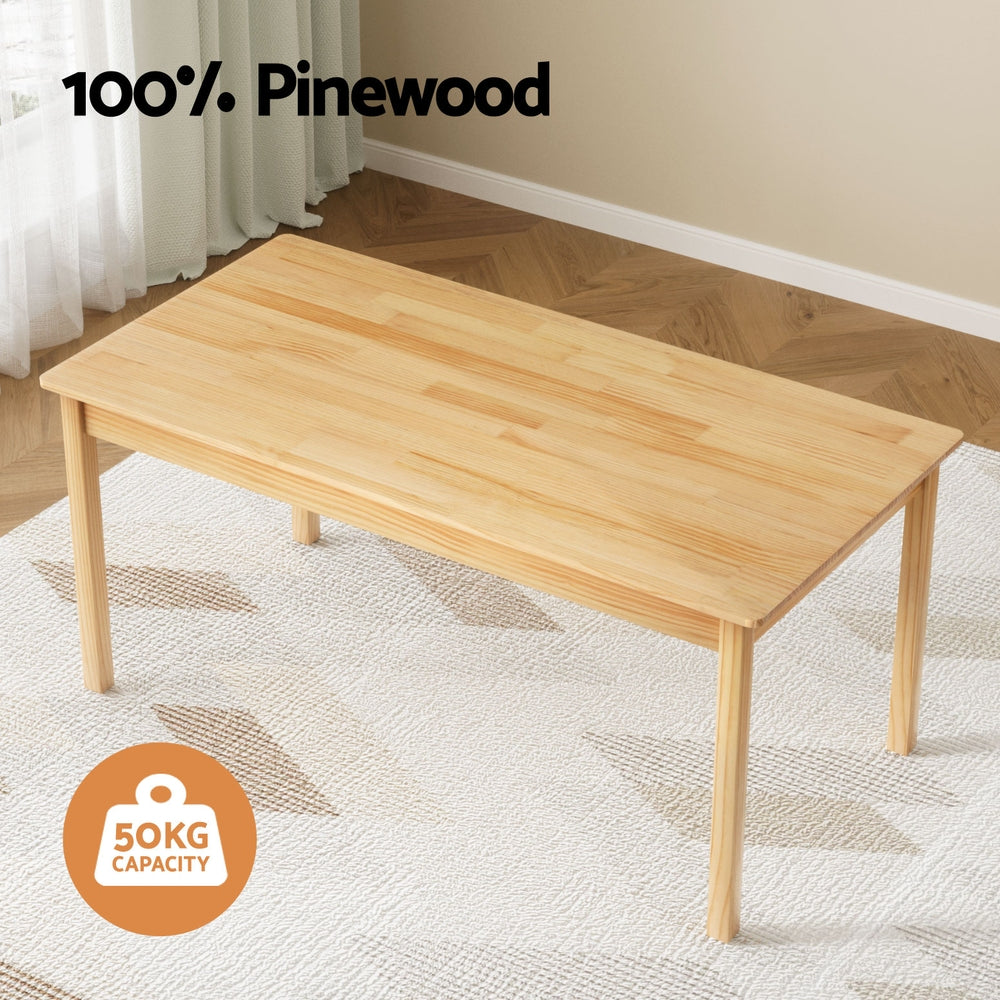 1 Kids Table and 2 Chairs Set Pinewood