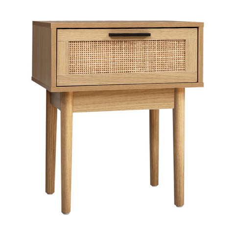 Elegant Rattan Bedside Table with Drawers