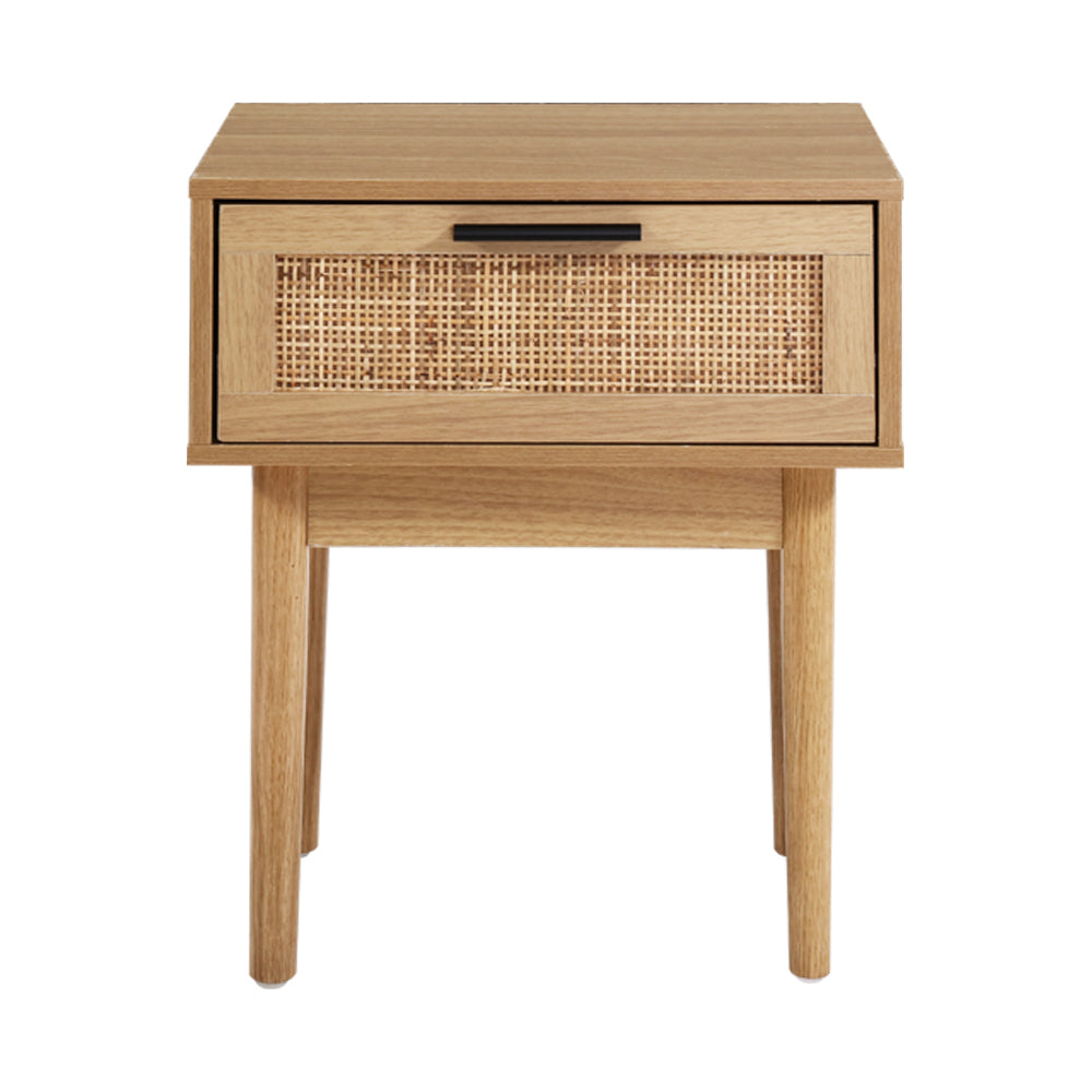 Elegant Rattan Bedside Table with Drawers