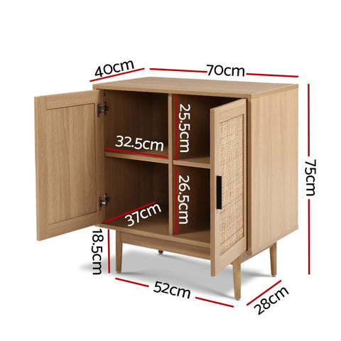 Rattan Buffet Sideboard 2 Doors - Briony Oak