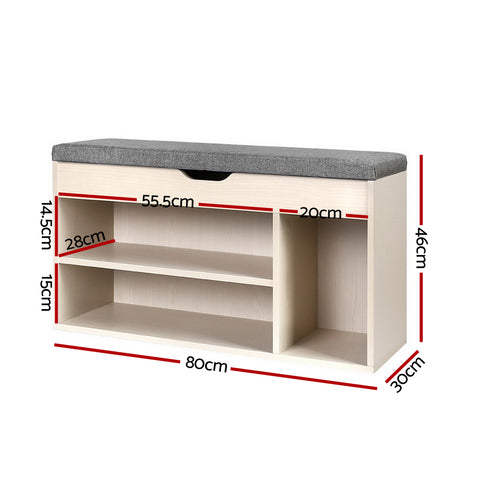 Shoe Rack Cabinet Bench 9 Pairs Pine Dora