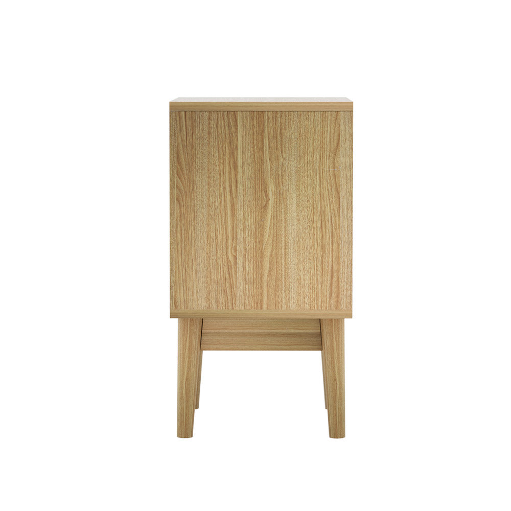 Rattan Bedside Table 1 Drawer with Shelf - REI Oak