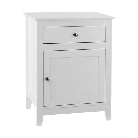 Modern White Bedside Table with Drawers