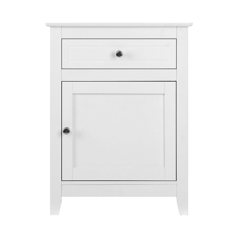 Modern White Bedside Table with Drawers