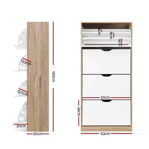 Versatile White Shoe Rack Cabinet - 60 Pairs