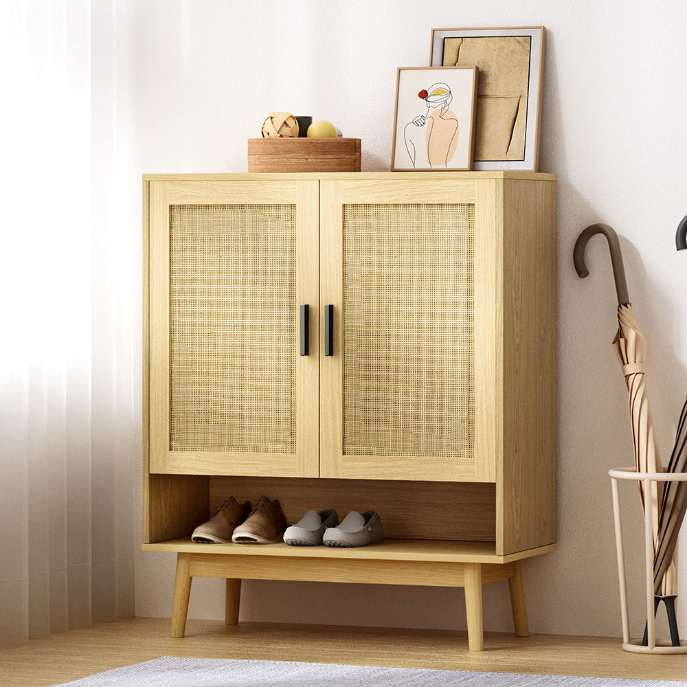 Stylish Rattan Shoe Rack Cabinet - 5-Tier