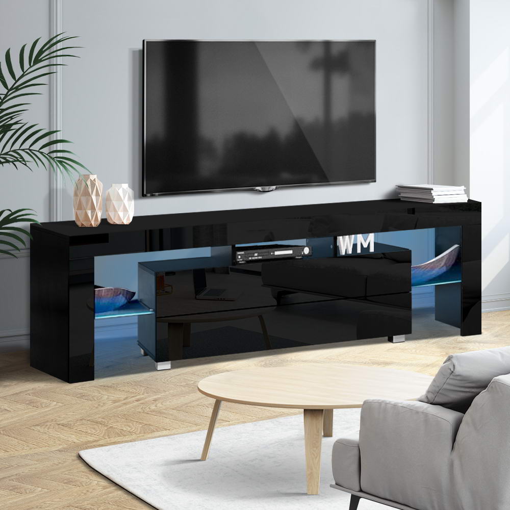 Entertainment Unit TV Cabinet LED 160cm Black Elo