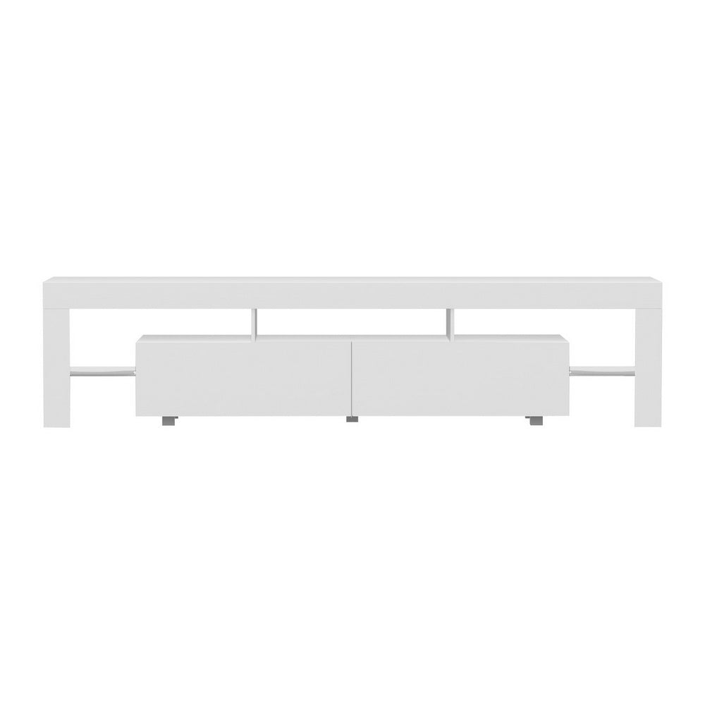 TV Cabinet Entertainment Unit Stand RGB LED Gloss Furniture 200cm White