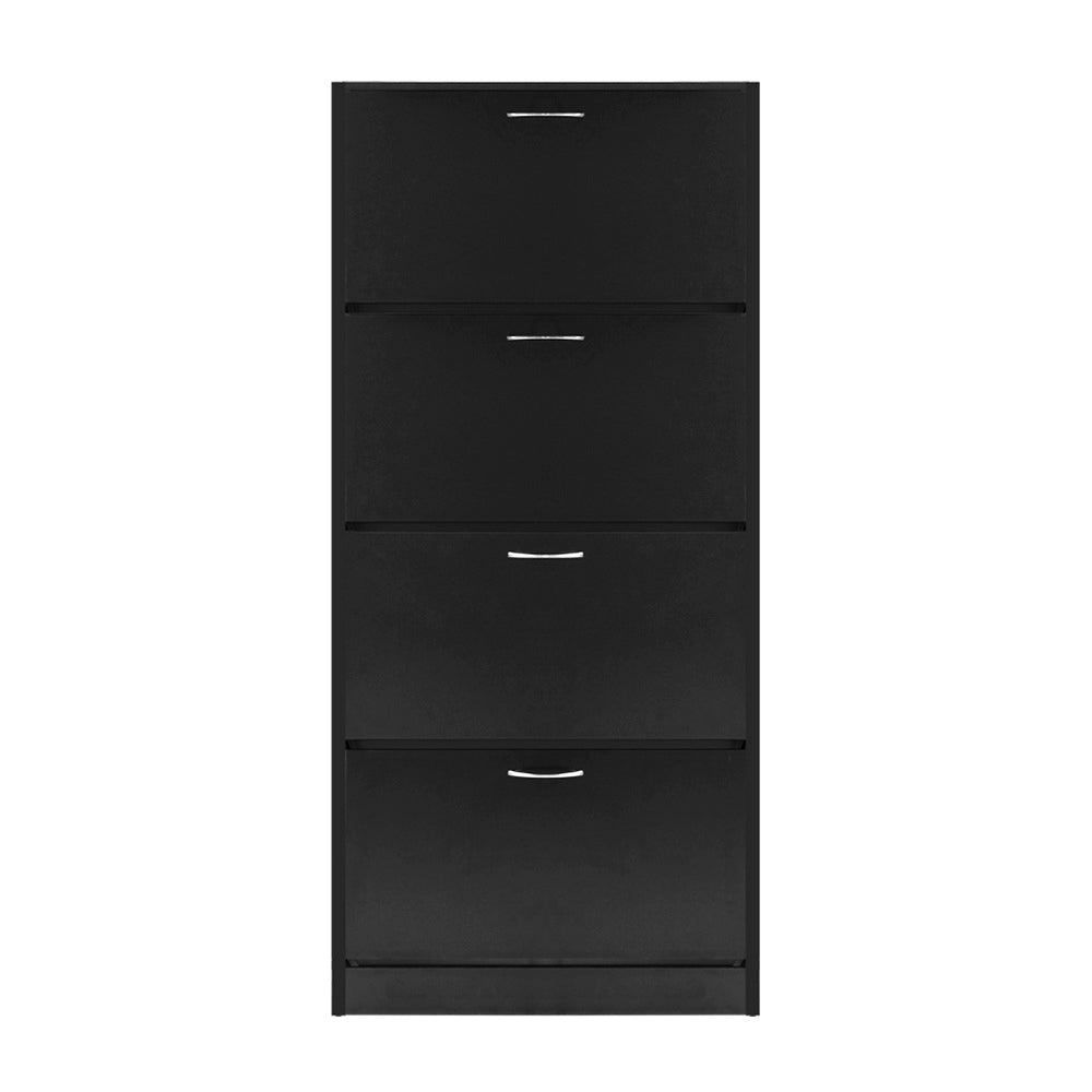 Shoe Rack Cabinet 60 Pairs 4 Doors - Black