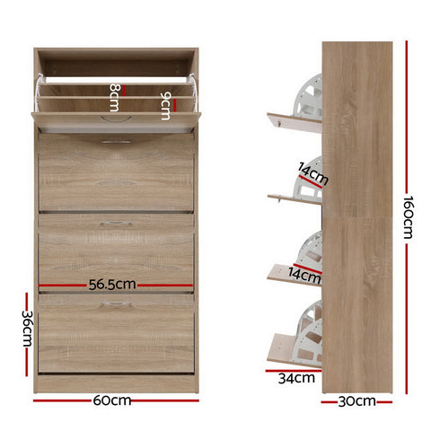 Shoe Rack Cabinet 60 Pairs 4 Doors - Wood