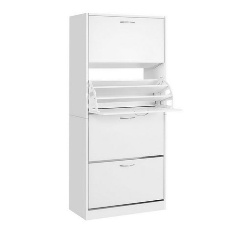 Shoe Rack Cabinet 60 Pairs 4 Doors - White