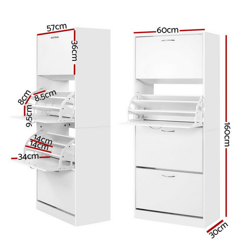 Shoe Rack Cabinet 60 Pairs 4 Doors - White