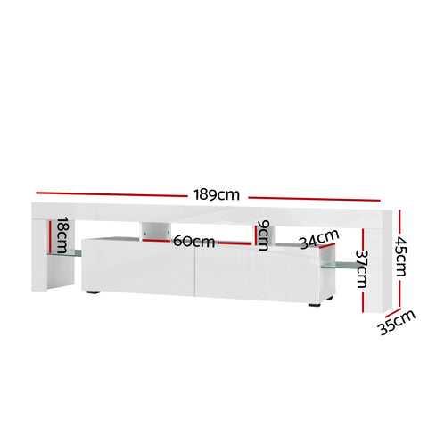 Entertainment Unit TV Cabinet LED 189cm White Elo