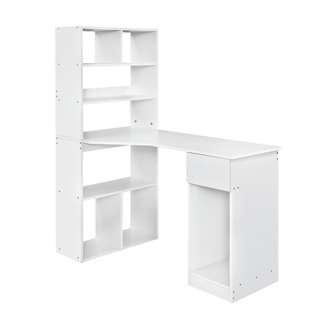 Computer Desk Bookshelf Drawer Cabinet White 120Cm