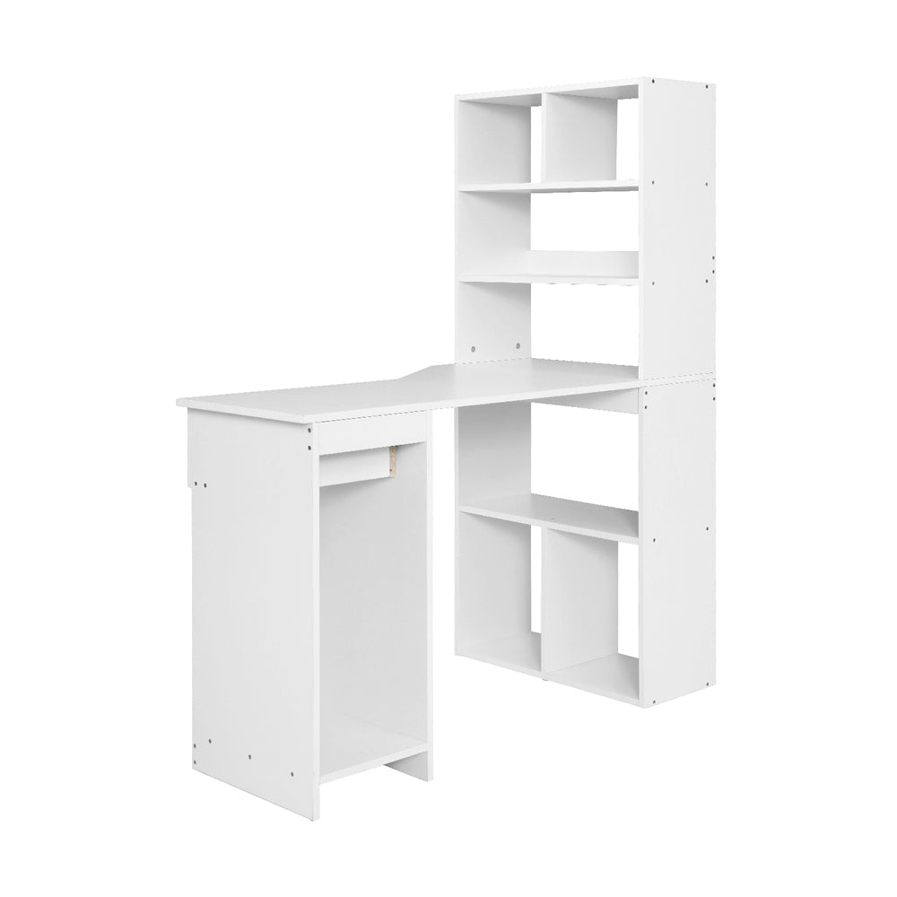 Computer Desk Bookshelf Drawer Cabinet White 120Cm