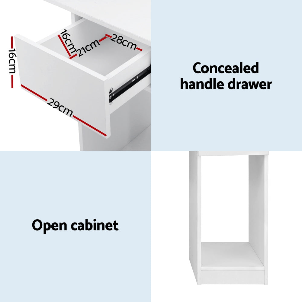 Computer Desk Bookshelf Drawer Cabinet White 120Cm