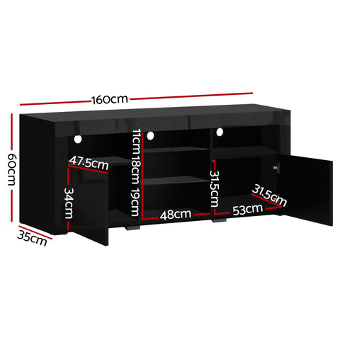 Entertainment Unit TV Cabinet LED 160cm Black Bobi