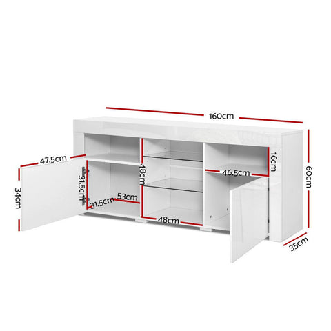 Entertainment Unit TV Cabinet LED 160cm White Bobi