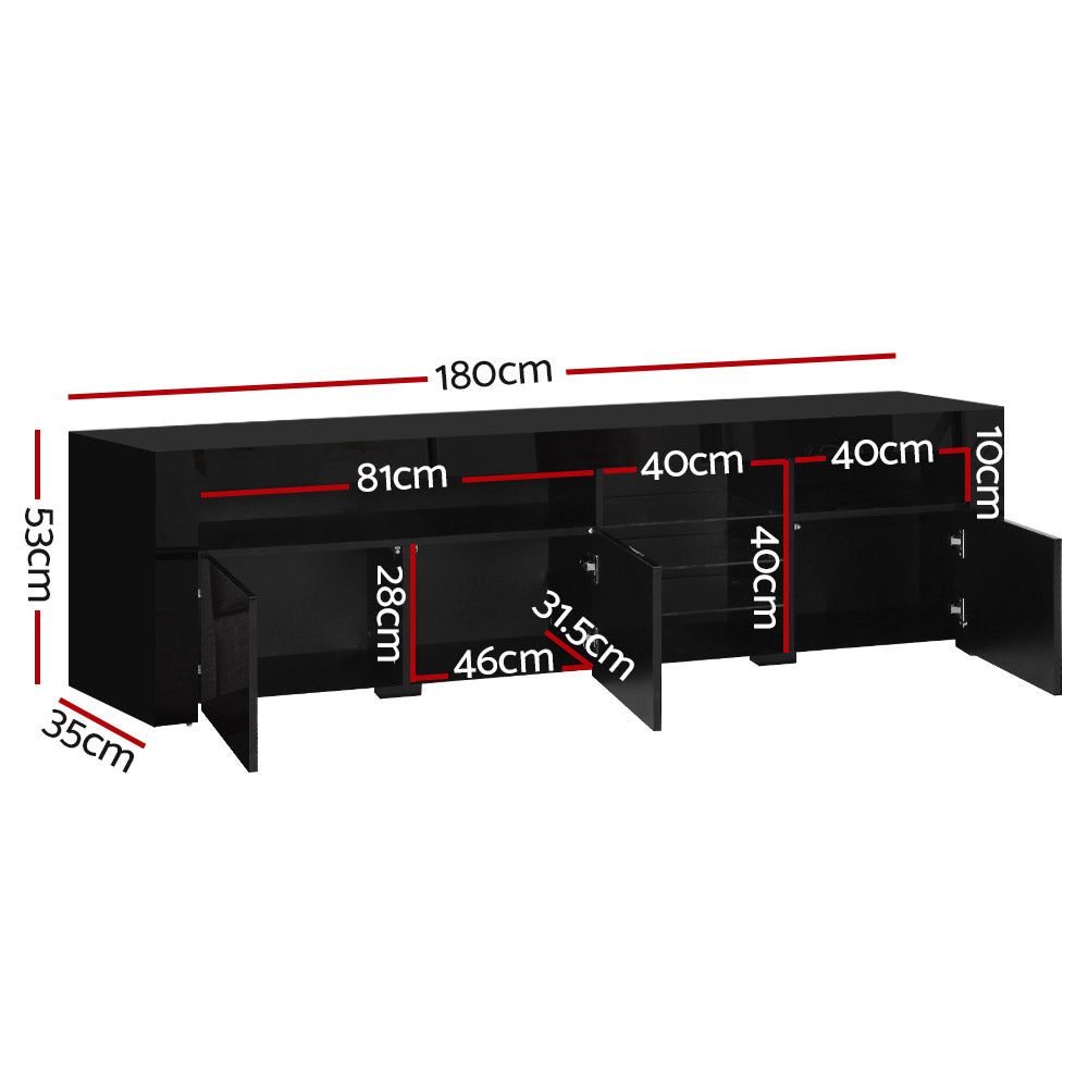 Entertainment Unit TV Cabinet LED 180cm Black Bobi