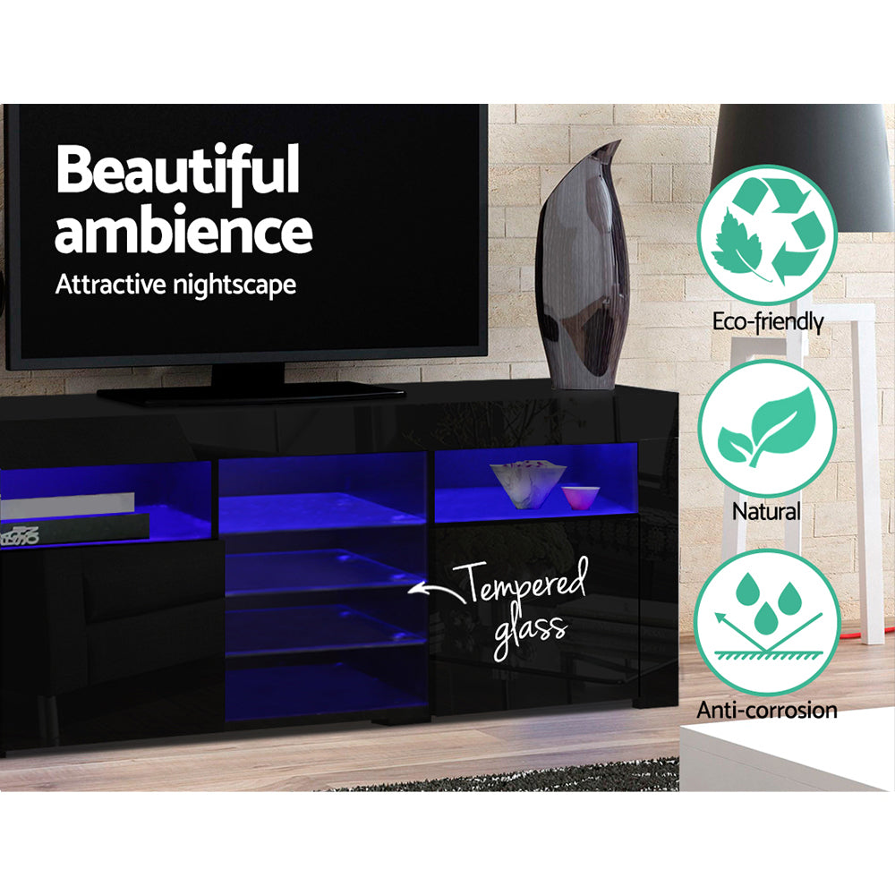 Entertainment Unit TV Cabinet LED 180cm Black Bobi