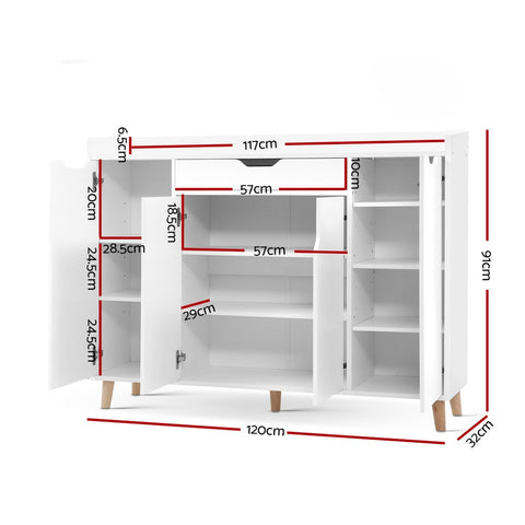 Versatile Shoe Rack Cabinet - 26 Pairs White