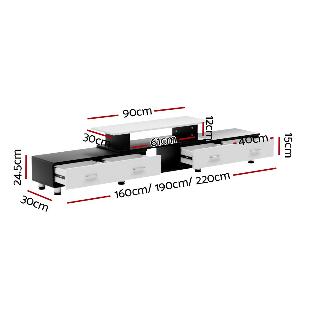 Extendable TV Cabinet Entertainment Unit - White