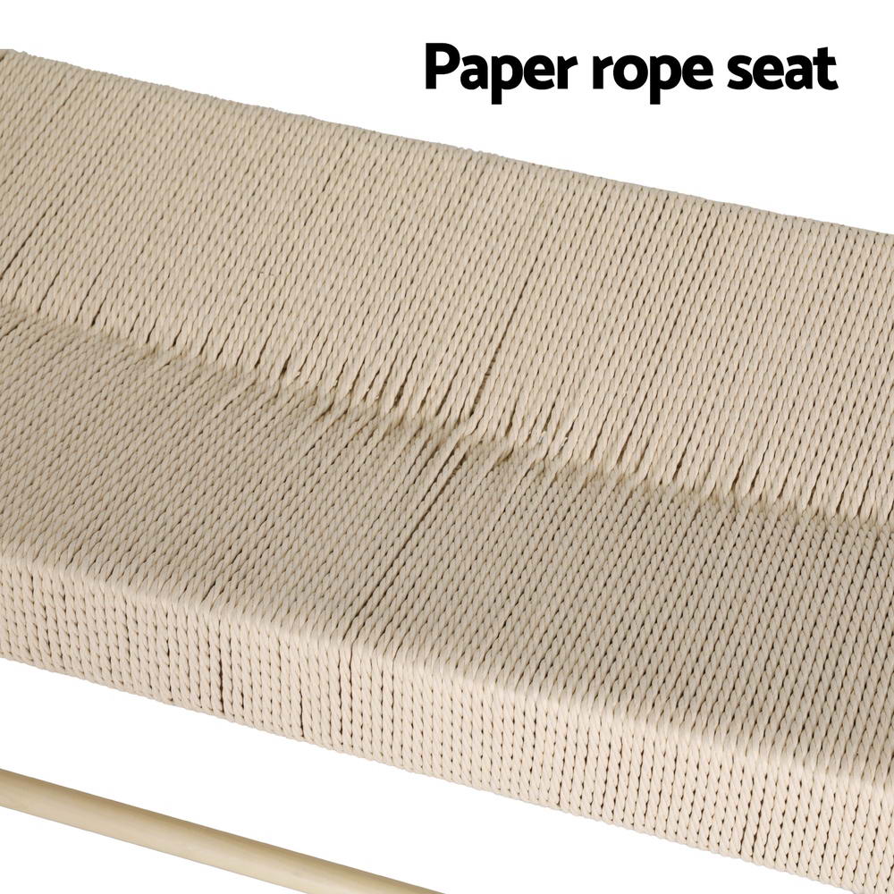 Dining Bench Paper Rope Seat Wooden Chair 100Cm