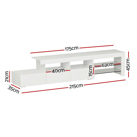 Entertainment Unit TV Cabinet LED 215cm White Caya