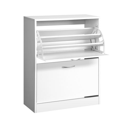 Shoe Rack Cabinet Adjustable Shelves 24 Pairs White Iris