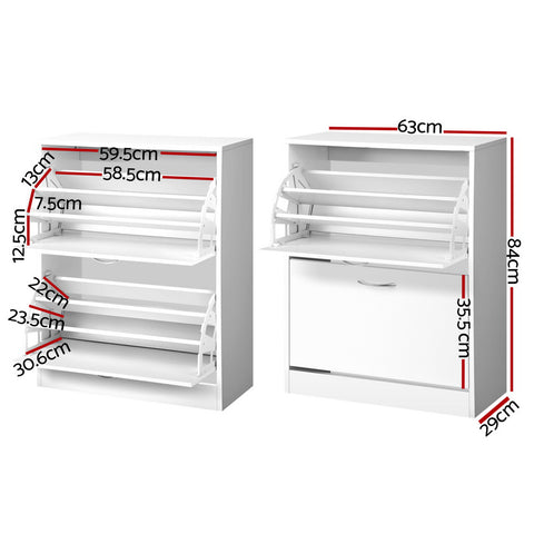 Shoe Rack Cabinet Adjustable Shelves 24 Pairs White Iris