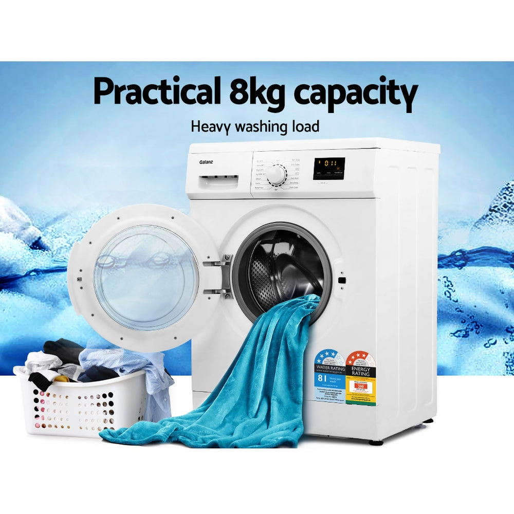 8KG Front Load Washing Machine - Quick Wash & Delay Start