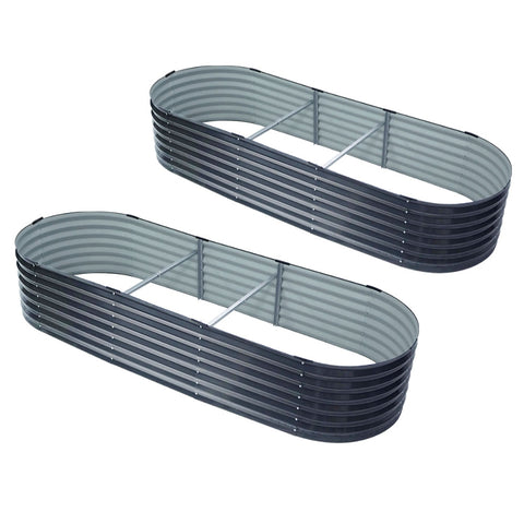 2x Raised Garden Bed Oval Planter Box Raised Container Galvanised