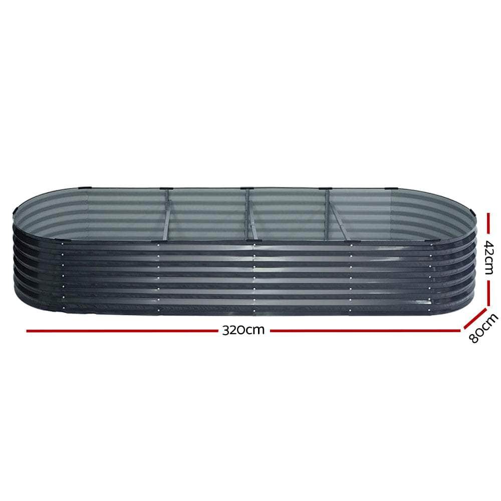 Garden Bed 320X80X42cm Oval Planter Box Raised Container Galvanised