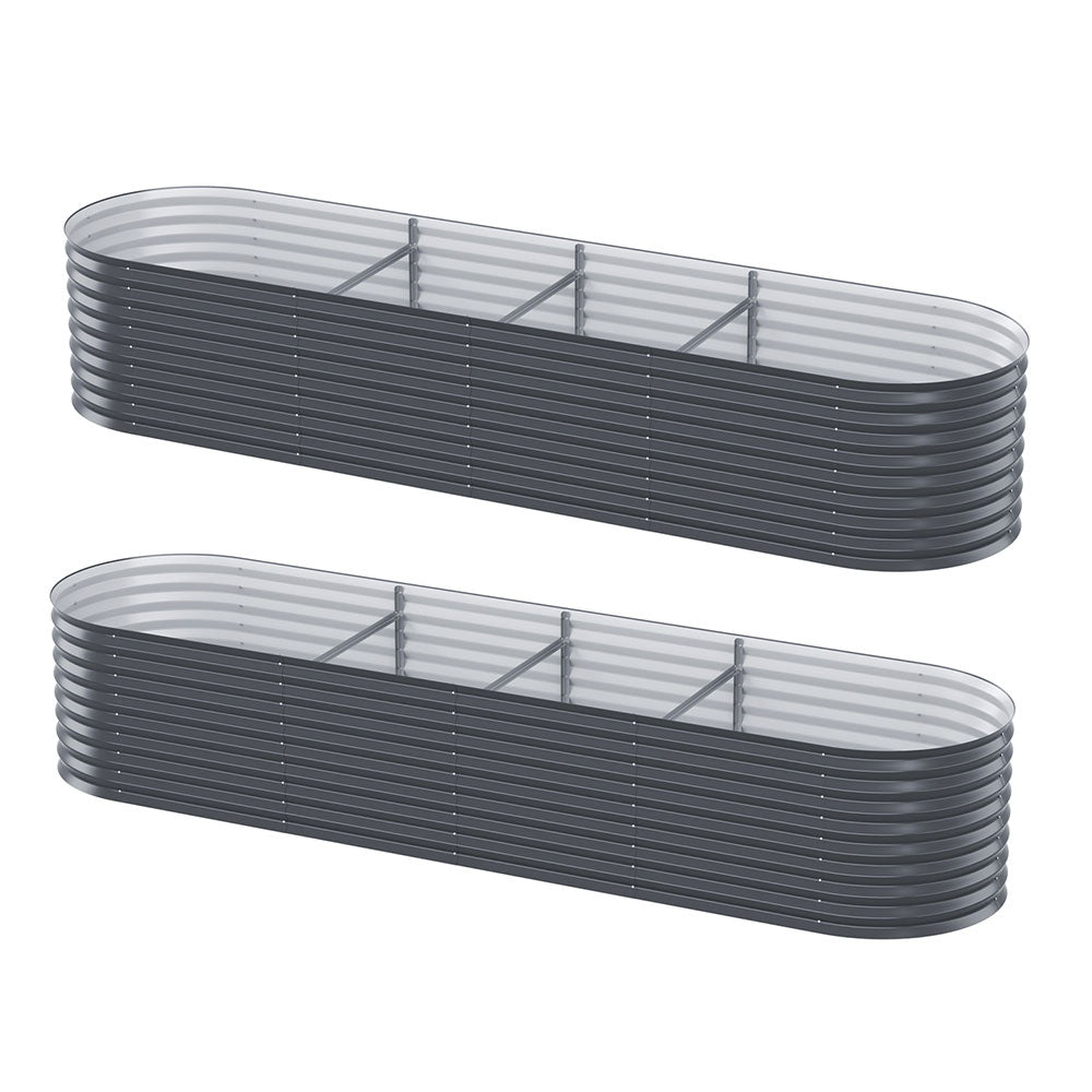 2x Raised Garden Bed 320X80X56cm Oval Planter Box