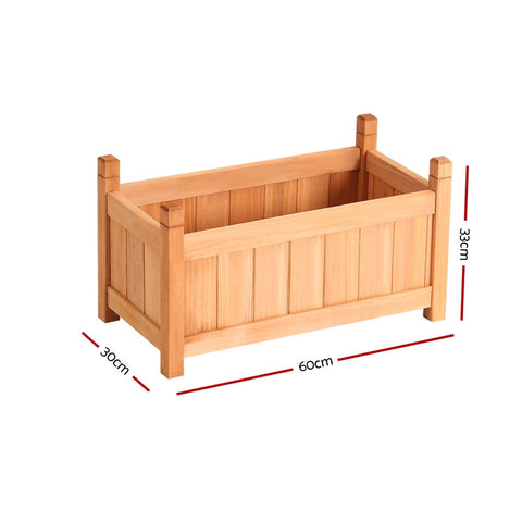 Garden Bed 60x30x33cm Wooden Planter Box Raised Container Growing