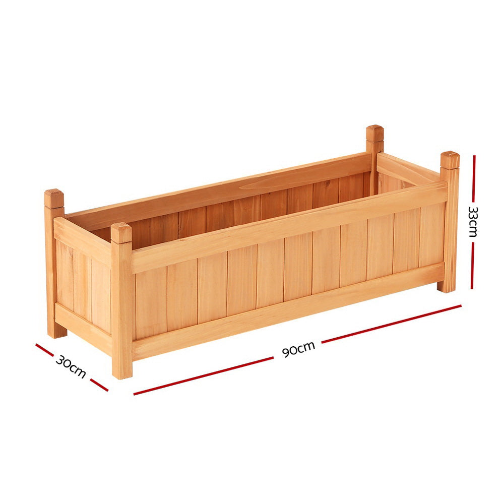 Garden Bed 90x30x33cm Wooden Planter Box Raised Container Growing