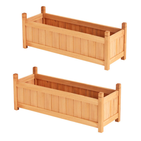 2x Wooden Raised Garden Beds - Planter Boxes 90x30x33CM