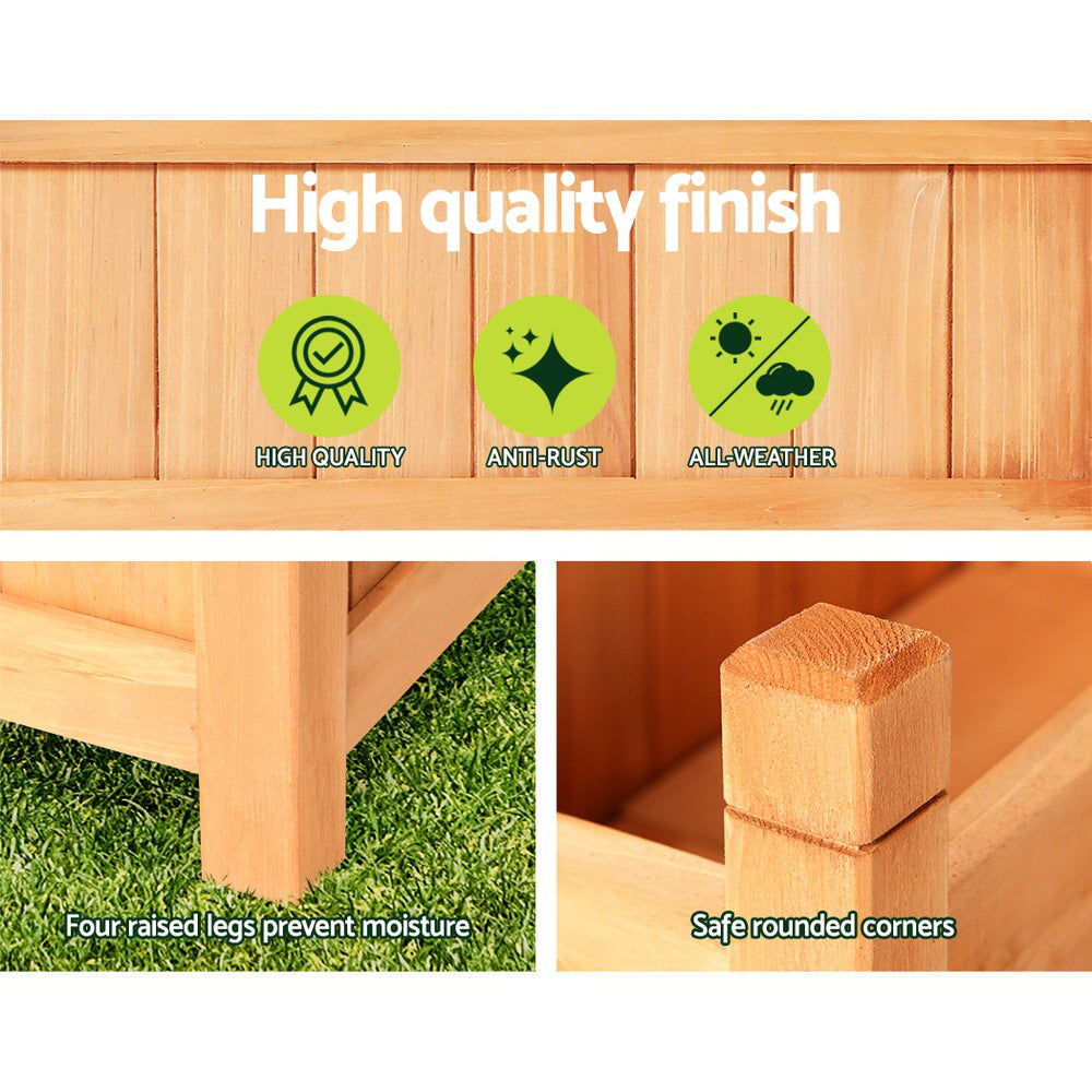 2x Wooden Raised Garden Beds - Planter Boxes 90x30x33CM