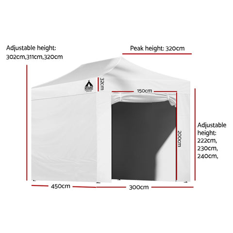 3X4.5 Pop Up Marquee Folding Tent - White