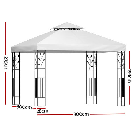 White 3x3m Gazebo Marquee Outdoor Event Tent with Iron Art