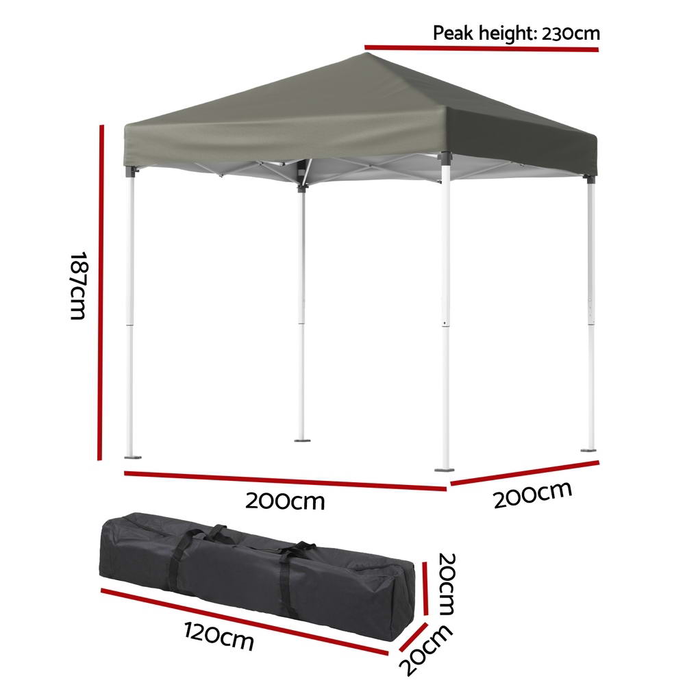 Gazebo 2x2m Outdoor Patio Garden Marquee Shade Grey