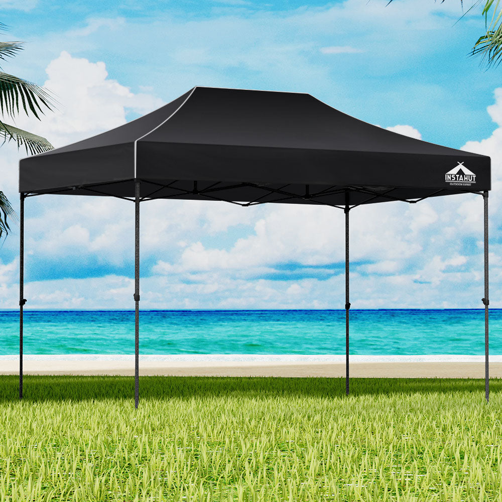 Instahut Gazebo Pop Up Marquee 3X4.5 Outdoor Wedding Gazebos Base Pod Kit Black