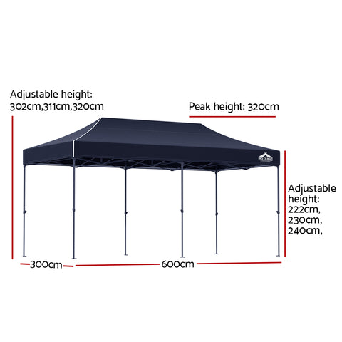 Pop Up 3X6M Folding Tent - Navy