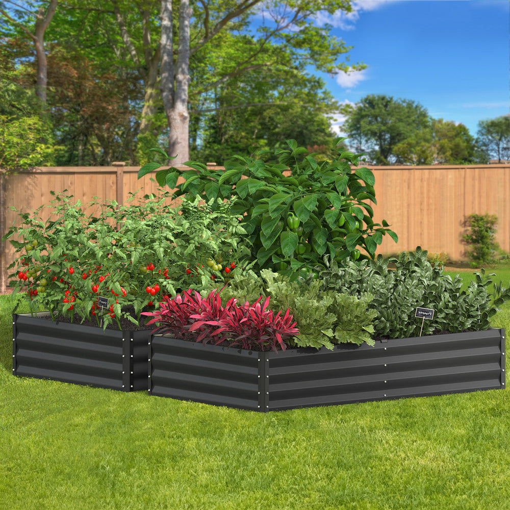 Garden Bed Raised Instant Planter x 2 Galvanised Steel 150 x 90 x 30CM