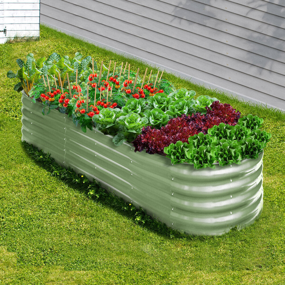 Garden Bed 240x80x42cm Planter Box Raised Container Galvanised Green