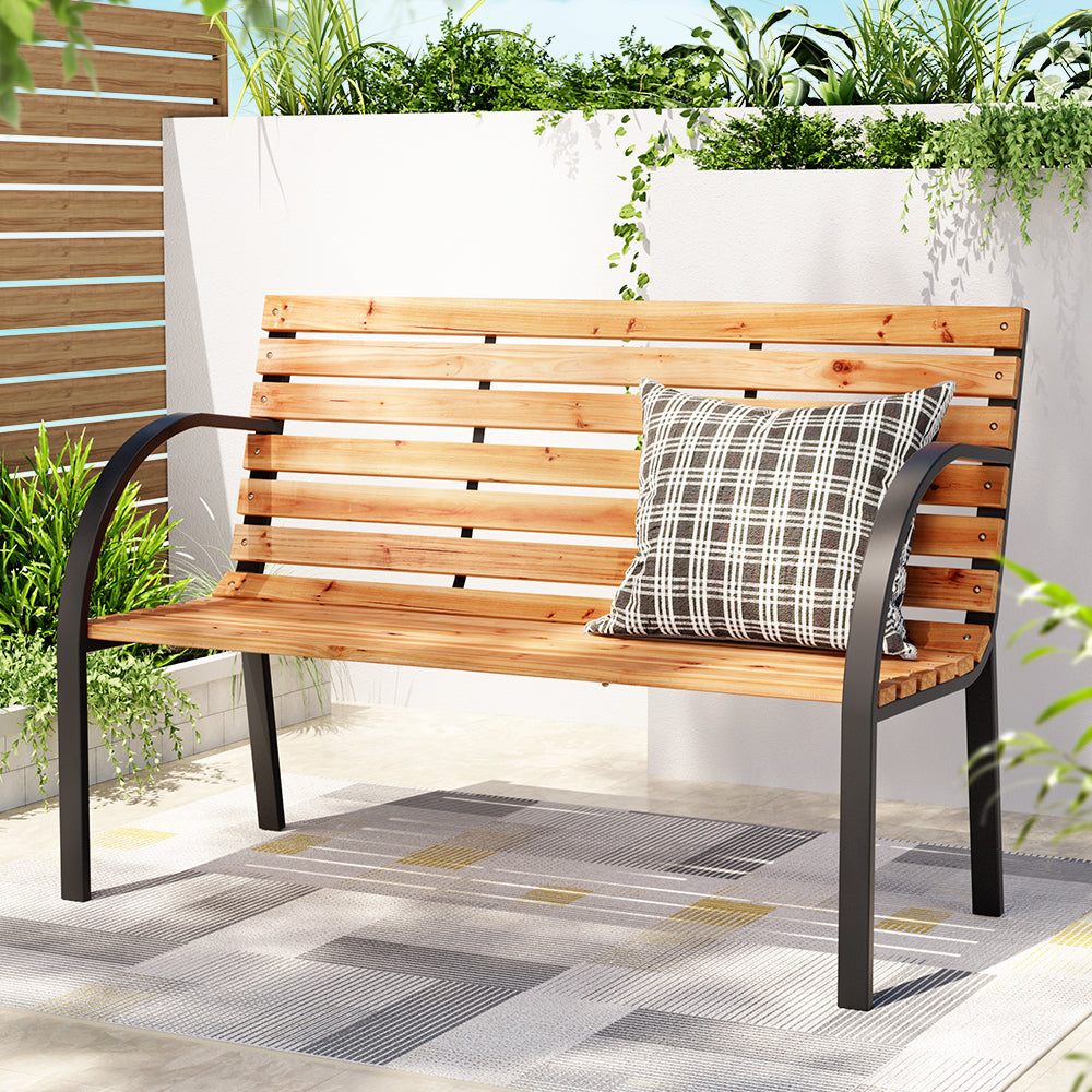 Elegant Wooden Steel Garden Bench