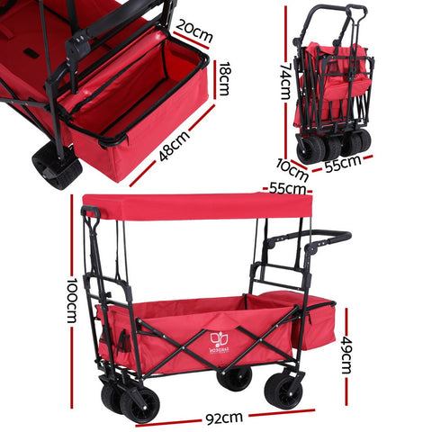 Garden Cart With Removable Canopy Red